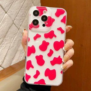 Cow Print Clear Case For iPhone 14 + FREE Glass Protector